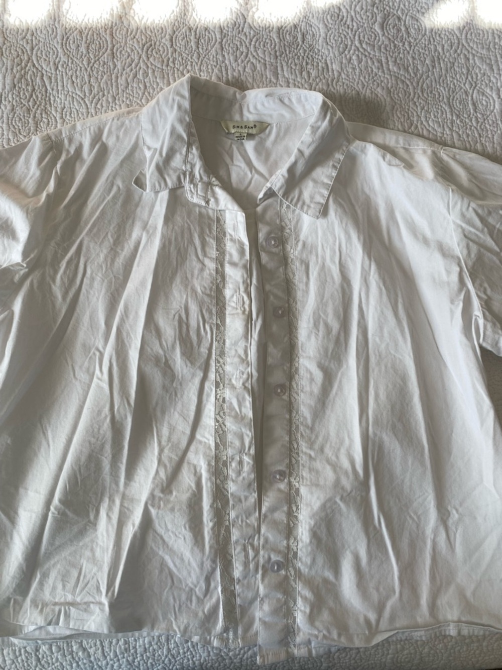 White cotton button up top